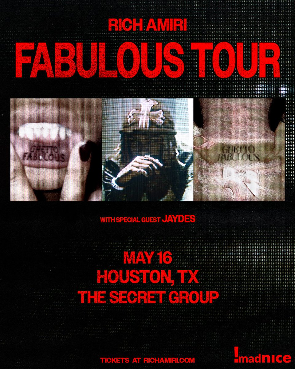 Houston, TX! Get your Rich Amiri: The Fabulous Tour tickets NOW🔥!
Link to tickets are in the bio. 
.
.
.
.
<a href="/richamirii/">amiri</a> / <a href="/jaydesyenchrist/">jaydesyenchrist</a> #richamiri