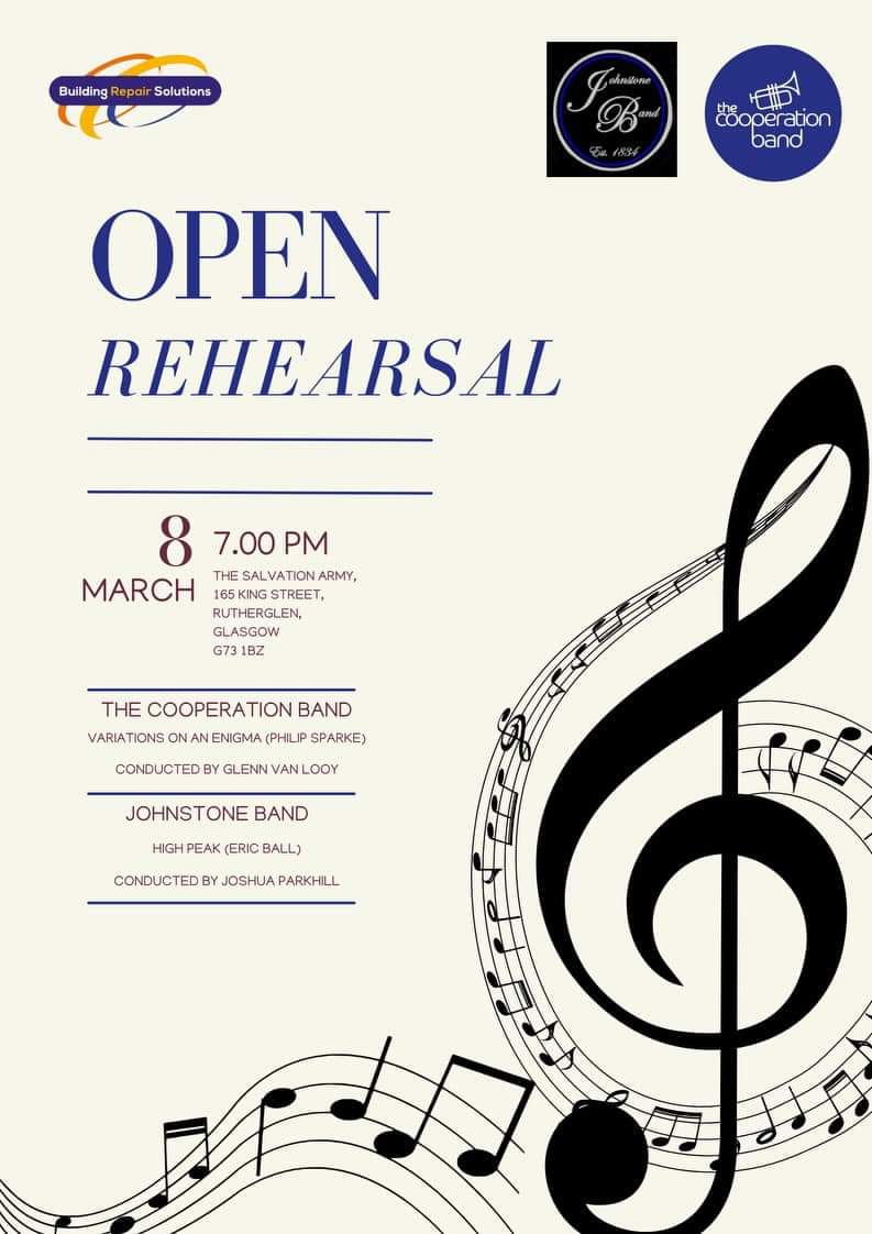 The cooperation band (@thecoop_band) on Twitter photo Next up for the band is an Open Rehearsal with <a href="/JohnstoneBand/">Johnstone Band</a> on Friday 8th March at 7pm with conductors Glenn Van Looy & Joshua Parkhill.
This is a great chance to hear two fantastic test pieces before the bands head to Perth for the Scottish Championships 2024. Next up for the band is an Open Rehearsal with <a href="/JohnstoneBand/">Johnstone Band</a> on Friday 8th March at 7pm with conductors Glenn Van Looy & Joshua Parkhill.
This is a great chance to hear two fantastic test pieces before the bands head to Perth for the Scottish Championships 2024.
