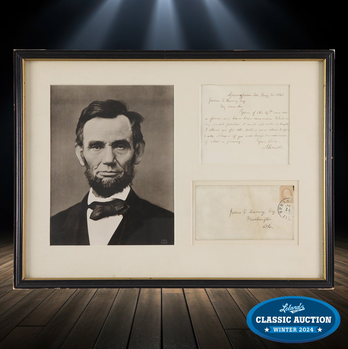 Discover an extraordinary treasure - a one-page handwritten letter by Abraham Lincoln, dated 'Springfield, Ill. May 31, 1860,' meticulously penned in black fountain pen. Authenticated by PSA with a GEM MINT 10 grade for Lincoln's signature. auction.lelands.com/Lots/Gallery