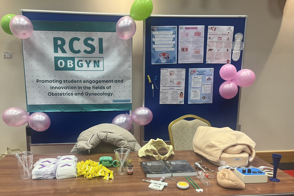 RCSI OB/GYN society booth set up for the Womxns Wellness Symposium event tomorrow #FreshersRep #maturestudent #obsandgynae.