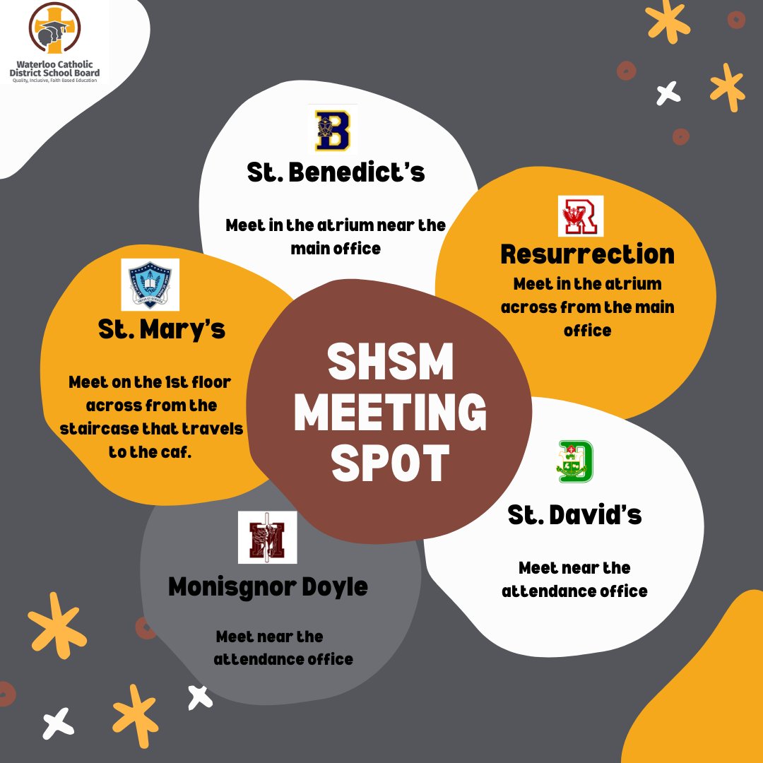 SHSM Waterloo Catholic (@shsm_wcdsb) on Twitter photo 🌅Hello SHSM students!
Make note of your meeting spot for future SHSM field trips. Let's kick off this adventure together! 🚌 #SHSMFieldTrip 🌅Hello SHSM students!
Make note of your meeting spot for future SHSM field trips. Let's kick off this adventure together! 🚌 #SHSMFieldTrip