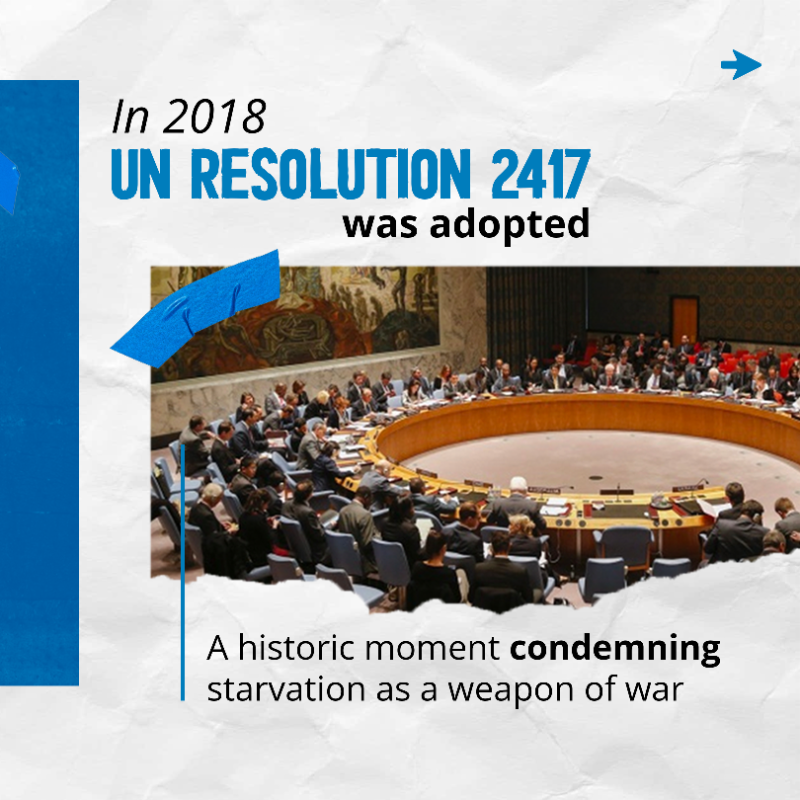 UN's tweet photo. Around the world, conflict continues to be the primary driver of extreme hunger.

@WFP delivers life-saving relief to people living through crises &amp; provides food assistance to build pathways to peace &amp; stability.
