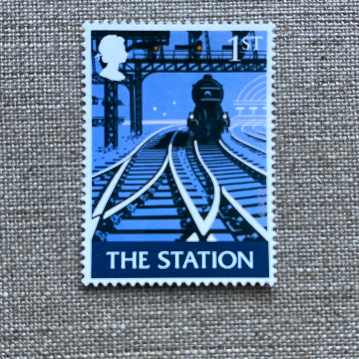 Stunning blue artwork 
The Station, just listed in my website. ( link on bio )
#trains #pubsigns #blueart #traintracks #philatley #postagestampart