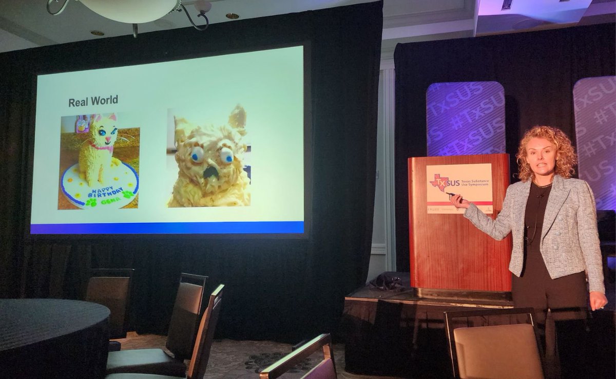 BeWellTexas's tweet photo. "From the 'guidelines' to reality, things can get a bit...contorted." π€£ Katy Dondanville PsyD, ABPP summarizes implementation science and shows us the importance of de-implementation strategies to stop what's NOT working. #TxSUS #impsci https://t.co/DcNnzYPWCF