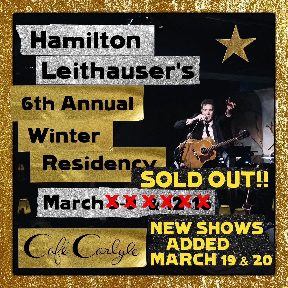 My 6th annual residency at the @CafeCarlyle starts next week and there are only a few tickets left! Throw on your best, and come on uptown! Tickets - hamiltonleithauser.com/tour