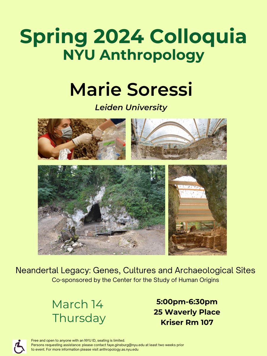 Excited to welcome @MarieSoressi to New York in two weeks! Come see her talk @CSHO_NYU @nyuanthro !