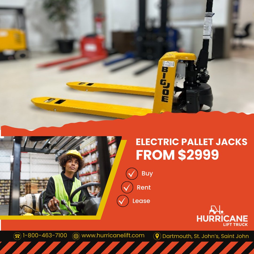 HurricaneIE's tweet photo. We have Electric Pallet Jacks from $2999! 🔋

Go green with Hurricane! 🌱

#TheHurricaneAdvantage
1-800-463-7100 📲 https://t.co/192w6vEJnY