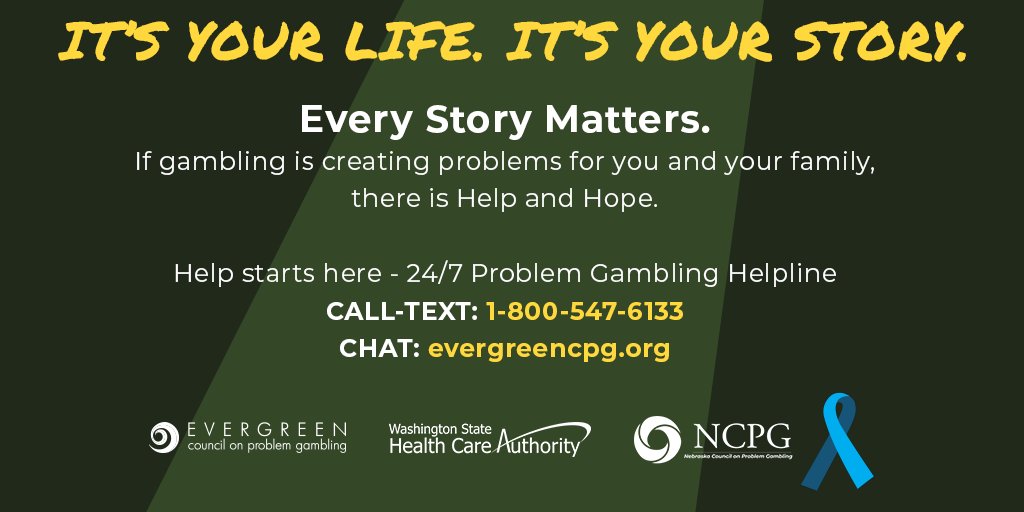 If gambling is creating problems for you and your family. Contact the 24/7 Washington State Problem Gambling Helpline CALL-TEXT: 1-800-547-6133 CHAT: evergreencpg.org - #PGAM2024
