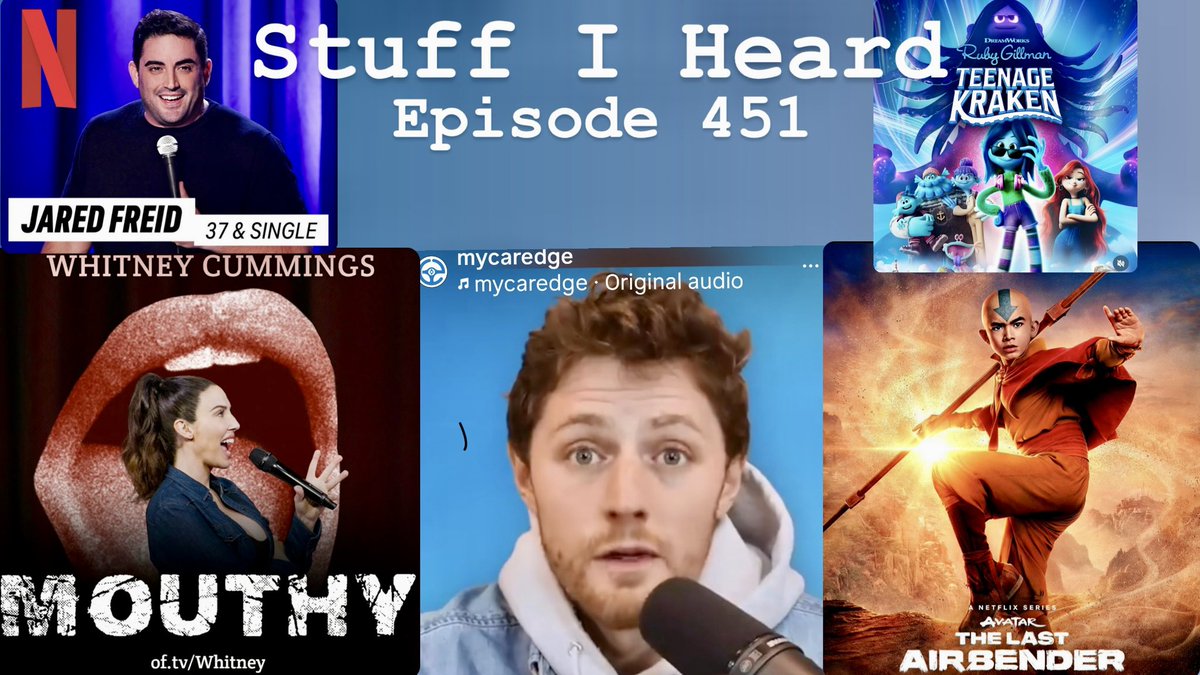 PodcastStuff's tweet photo. Stuff I Heard #podcast 451 is up at https://t.co/FjdDwAg5HP or wherever you find content. I discuss #avatarthelastairbender #rubygillman #caredge helping people buy cars on YouTube  #teenagekracken #whitneycummings new special Mouthy #jaredfreid new special 37 &amp; Single. https://t.co/zIw5tr4Muu