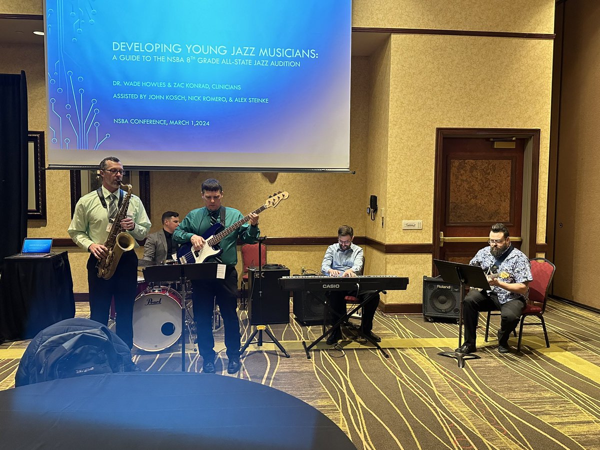 Developing Young Jazz Musicians: A Guide to NSBA 8th Grade All- State Jazz Audition. Presented by Dr. Wade Howles and Zac Konrad. Assisted by John Koch, Nick Romero, &amp; Alex Steinke.