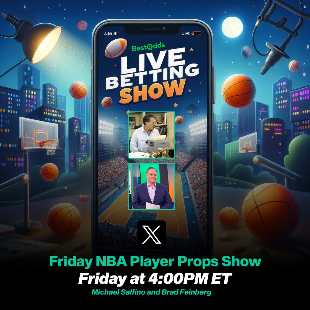 🚨 PROGRAMMING ALERT 🚨

Before you lock in your NBA bets tonight, be sure to tune into the Friday NBA Player Props Show with <a href="/MichaelSalfino/">Michael Salfino</a> and <a href="/Bradsbestbets/">Brad Feinberg</a>! 

The guys will go over their favorite bets of the evening, the fun starts at 4PM ET, don't miss out!

#GamblingX #NBA