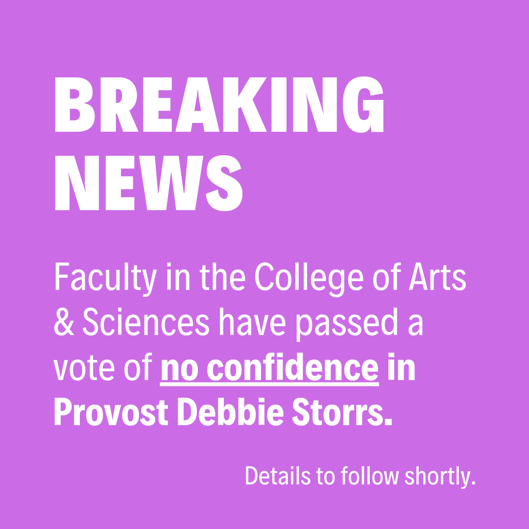 UNCG_AAUP's tweet photo. At Wednesday's College of Arts and Sciences assembly, faculty voted to approve a resolution of no confidence in Provost Storrs. #savetheg https://t.co/HcfgCzy33l