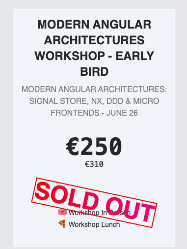 🚨 Ticket update! 🚨 Early Bird tickets for @ManfredSteyer & @rainerhahnekamp workshop are officially SOLD OUT! 😉 Don't worry if you missed out, regular tickets are still available. Grab yours now before they're gone too! #workshop #soldout #ngrome