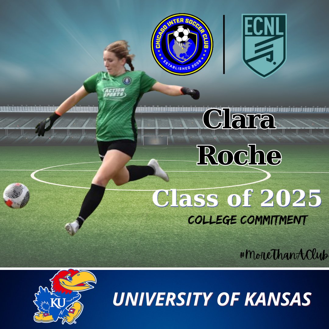 Congratulations to 06 girls member, Clara Roche, on her recent commitment to the University of Kansas! We wish you the best of luck with the Jayhawks @KUWSoccer @ECNLgirls #LeadersPlayHere #MoreThanAClub