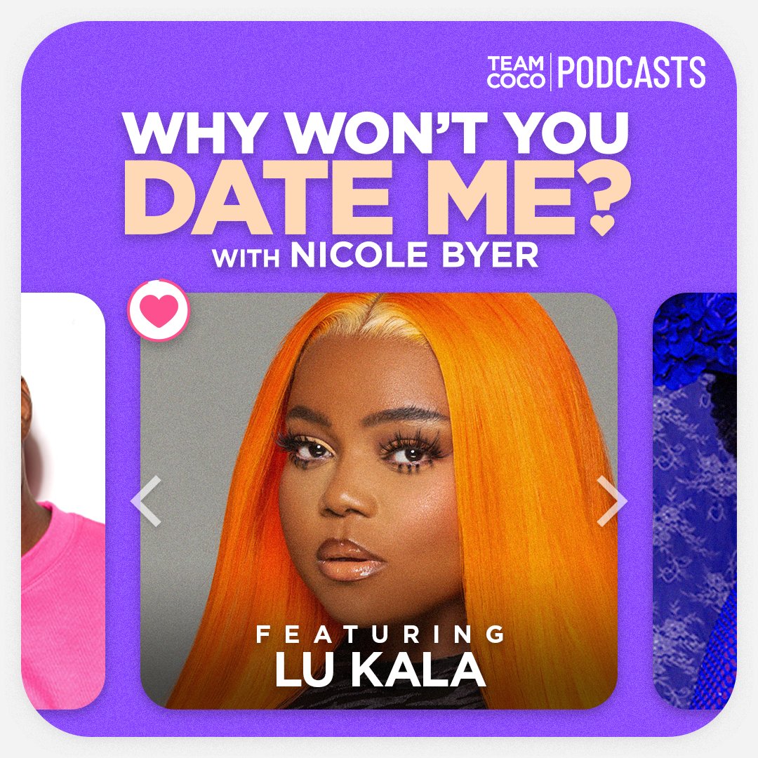 TeamCoco's tweet photo. Today on #WWYDM @igobyLu joins @nicolebyer to discuss why the dating world feels so broken after COVID, the skill to a good kiss, planning what should happen to your sex toys when you die, and more. Listen: https://t.co/oly2tEUkp4 https://t.co/UWF6Ha9GE3