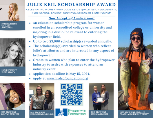 Calling young women pursuing degrees related to hydropower and energy. Make sure you complete the application for the #JulieKeilScholarship for Women!  Reach out with any questions. hydrofoundation.org/scholarships/
#renewableenergy #hydropower #scholarships #hydrofoundation