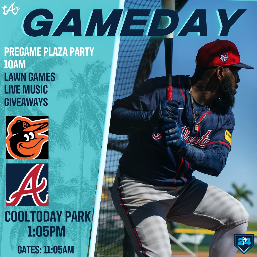 CoolToday Park on X: Another beautiful day for Spring Training! Braves  take on the Orioles at CoolToday Park at 1:05pm! Gates open at 11:05am,  premium gates open at 10am.  / X