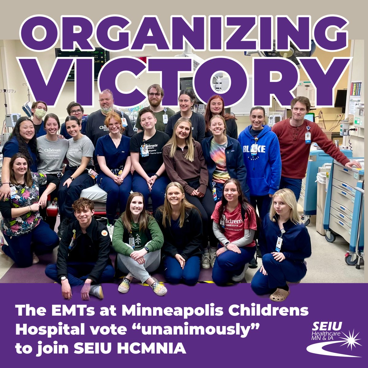 📢 ORGANIZING VICTORY! Welcome to the EMTs at Childrens Hospital of Minneapolis who voted UNANIMOUSLY to join SEIU Healthcare Minnesota and Iowa! #UnionsForAll @SEIU