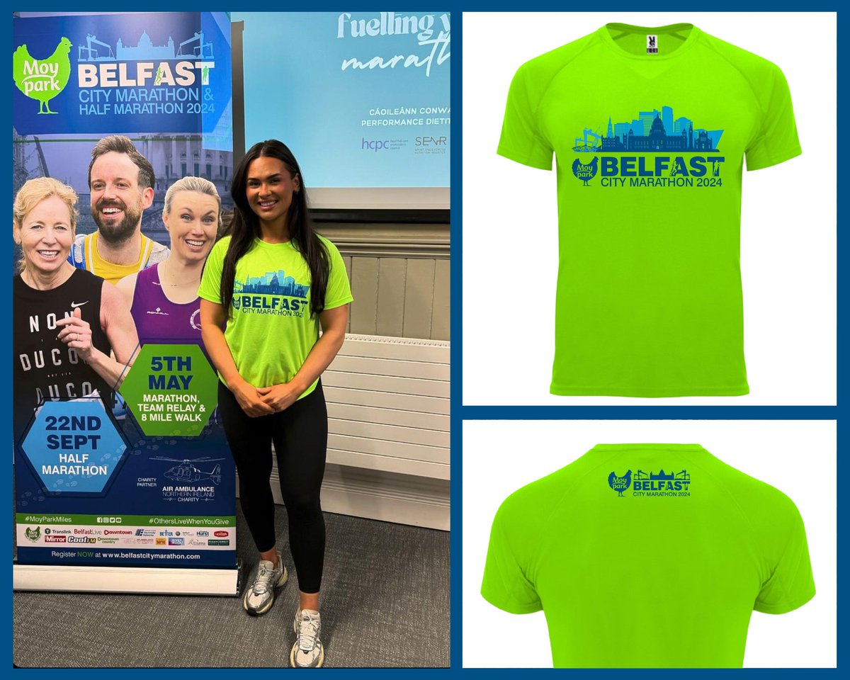 It is that time again...OFFICIAL T-SHIRT REVEAL!⭐️ BIG thanks to Caoileann Conway, Founder & Registered Sports Dietitian at Be a Better You @be_betteryou for showcasing the 2024 Moy Park Belfast City Marathon T-Shirt🏃👕 @MoyPark #moyparkmiles #otherslivewhenyougive