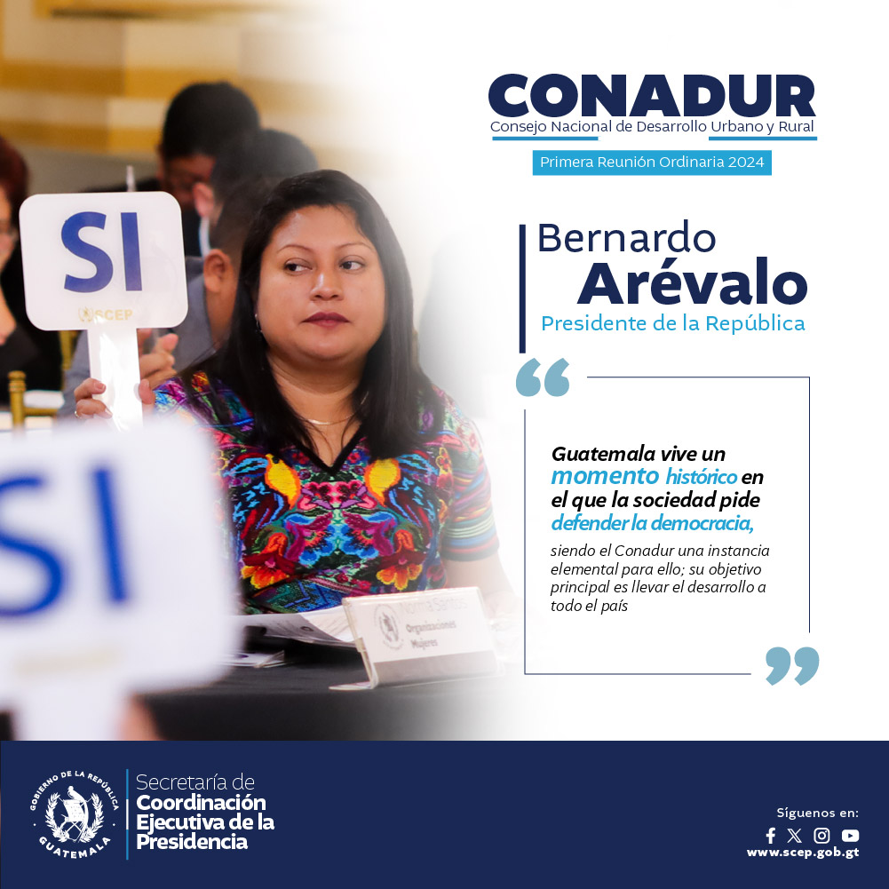 El Consejo Nacional de Desarrollo Urbano y Rural #Conadur, es la vía principal para el desarrollo de las y los guatemaltecos.

#TransfiriendoPoderalaGente
#DesarrolloAvanza