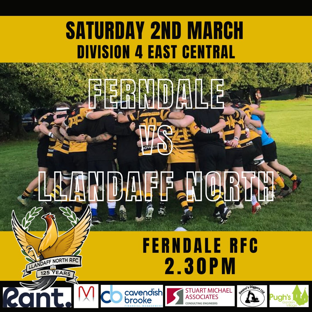 This weekend our men travel up the A470 to @FdaleRFC for our league fixture. Kick off 2.30pm Good luck gents! #northfamily ⚫️🟡