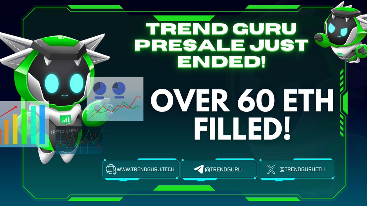 ❤️ Trend Guru Presale Filled! ❤️

Congratulations to everyone who participated in the TrendGuru presale!  Get ready for the launch, scheduled for Monday at 3-4 PM UTC. We're doubling down on pre-launch marketing efforts and are confident that we'll all moon together!