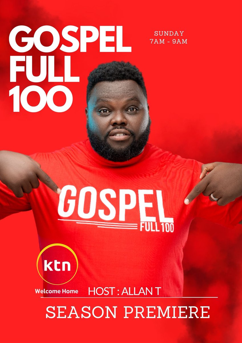Starting this Sunday on <a href="/ktnhome_/">KTN ENTERTAINMENT</a> it's <a href="/gospelfull100/">Gospelfull100</a> with <a href="/AllanTWaruhiu/">Allan Waruhiu</a> <a href="/CreamVision/">Cream Vision Films ™</a>