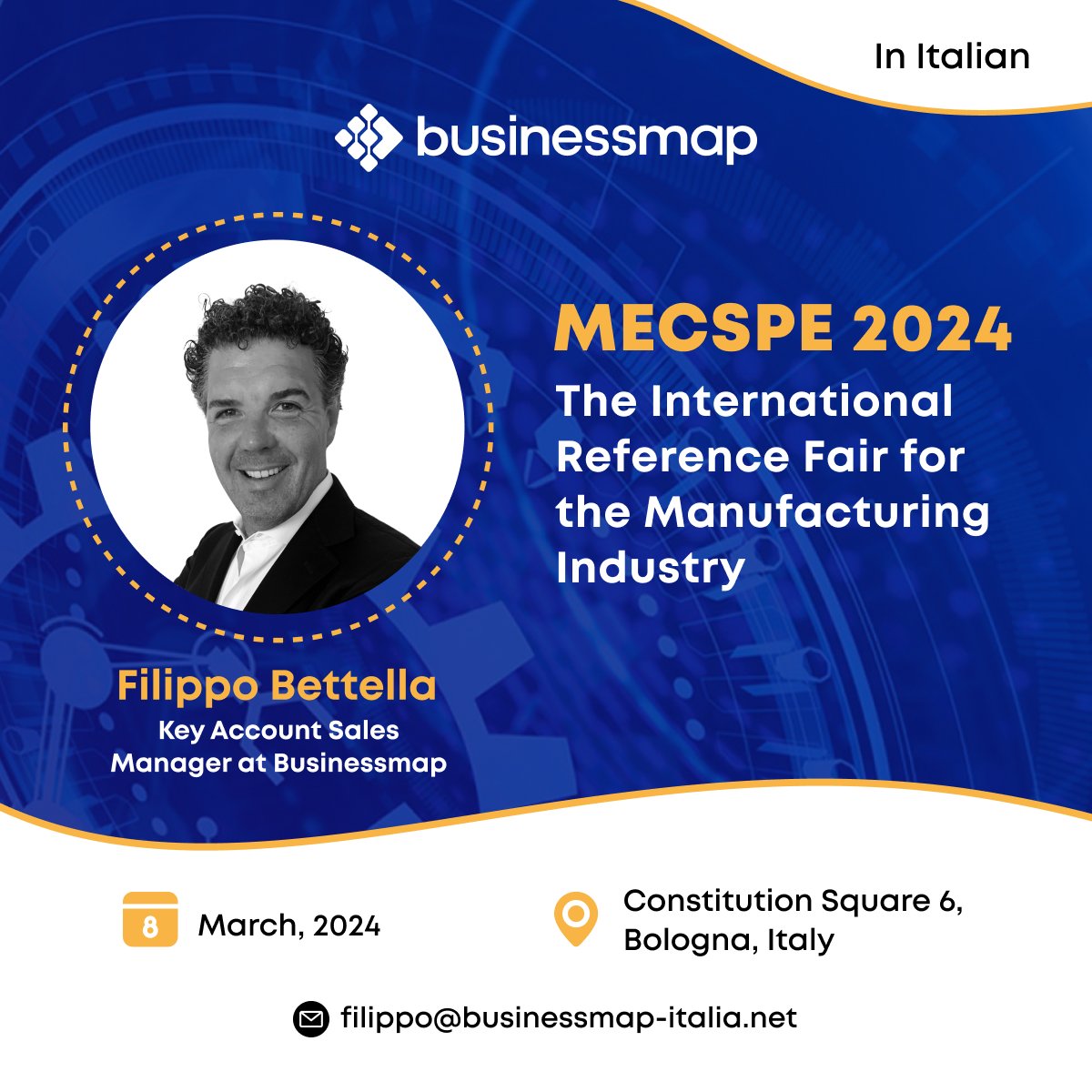 We're thrilled to invite all our friends from Italy to join us on March 8th at the International Expo in Bologna for the most awaited fair of the year - MECSPE! 🎉

For more information, visit: shorturl.at/BIOY7

#mecspe #italy #event