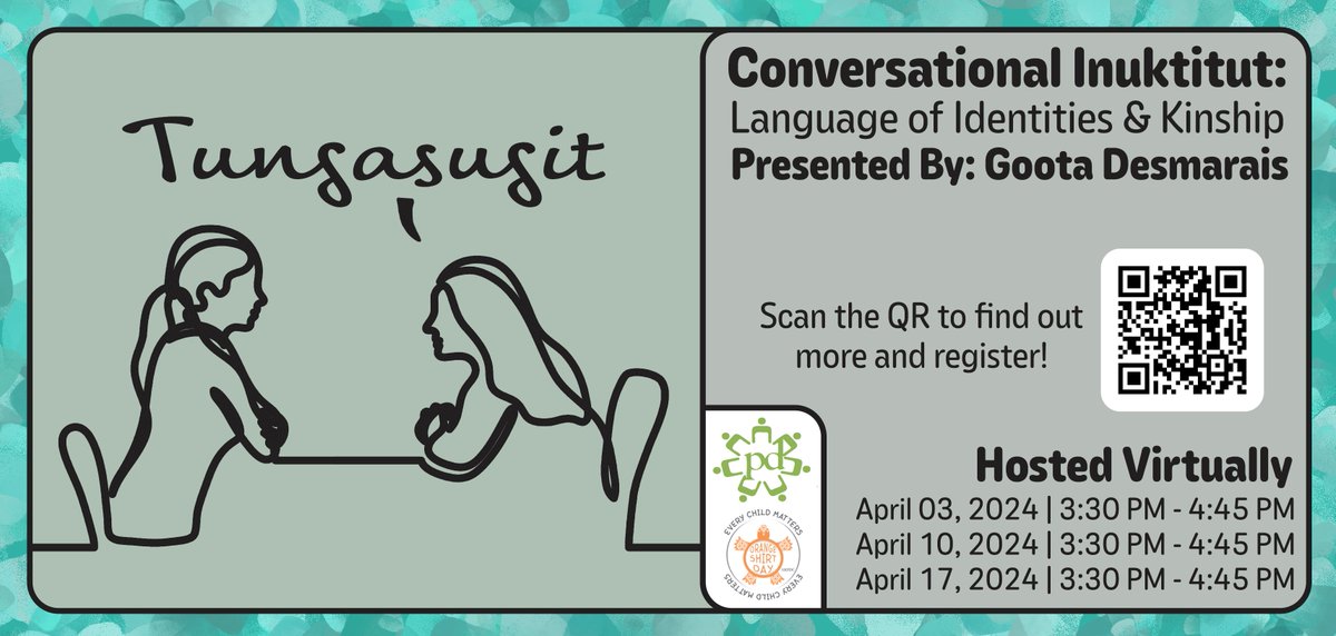 Don't miss this incredible virtual chance to learn from Goota Desmarais! Immerse yourself in the language of Inuit culture, weaving a tapestry of identities and kinship. 🧵Join us on a captivating journey of self-discovery and connection!
Find out more at: nrlc.net/program/12290