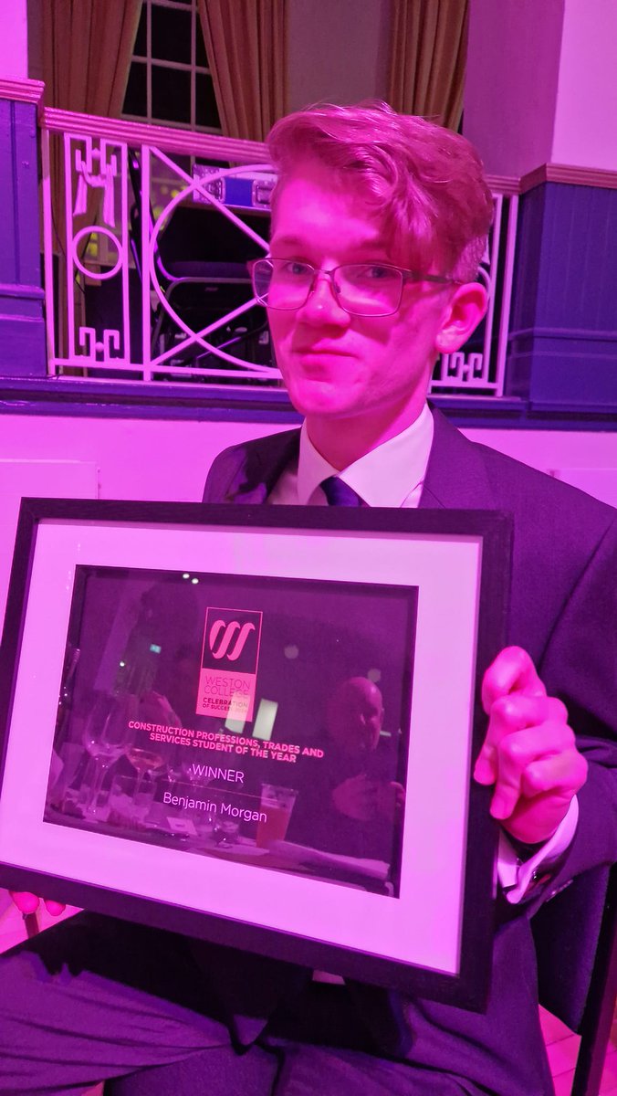 Super proud of my eldest. Last night he received Student of the Year award from his college for Construction Professions, Trade and Services. He's worked incredibly hard towards his T3 securing a construction engineering apprenticeship with Hydrock.😍 Thank you @westoncollege