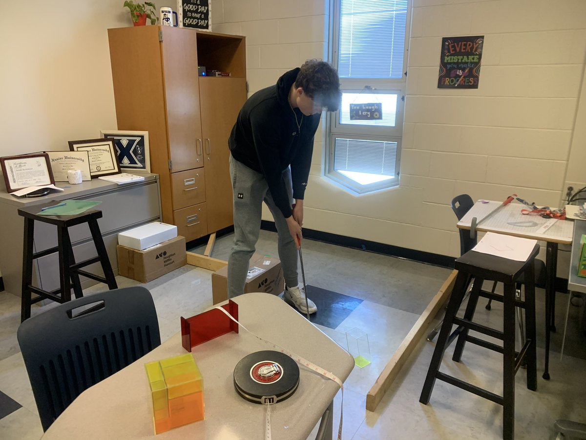 Mrs. Aschemeier’s Mathematical Models and Reasoning class putting to use angles to create mini golf… fun way to learn math.