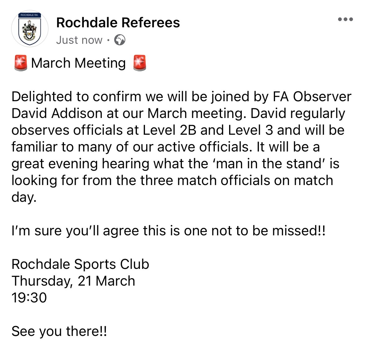 rochdalerefs's tweet photo. 🚨March Meeting🚨 https://t.co/OkoDv3c9nv