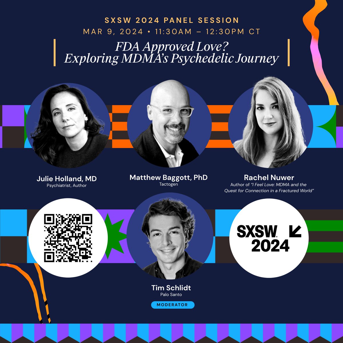 Tactogen (@tactogeninc) on Twitter photo Join us on March 9th at #SXSW24. <a href="/mattbagg/">Matt Baggott</a> will be a panelist for "FDA Approved Love? Exploring MDMA's Psychedelic Journey" alongside <a href="/BellevueDoc/">Julie Holland, MD</a>, <a href="/RachelNuwer/">Rachel Nuwer</a> and <a href="/TimSchlidt/">Tim Schlidt</a>:
schedule.sxsw.com/2024/events/PP… Join us on March 9th at #SXSW24. <a href="/mattbagg/">Matt Baggott</a> will be a panelist for "FDA Approved Love? Exploring MDMA's Psychedelic Journey" alongside <a href="/BellevueDoc/">Julie Holland, MD</a>, <a href="/RachelNuwer/">Rachel Nuwer</a> and <a href="/TimSchlidt/">Tim Schlidt</a>:
schedule.sxsw.com/2024/events/PP…
