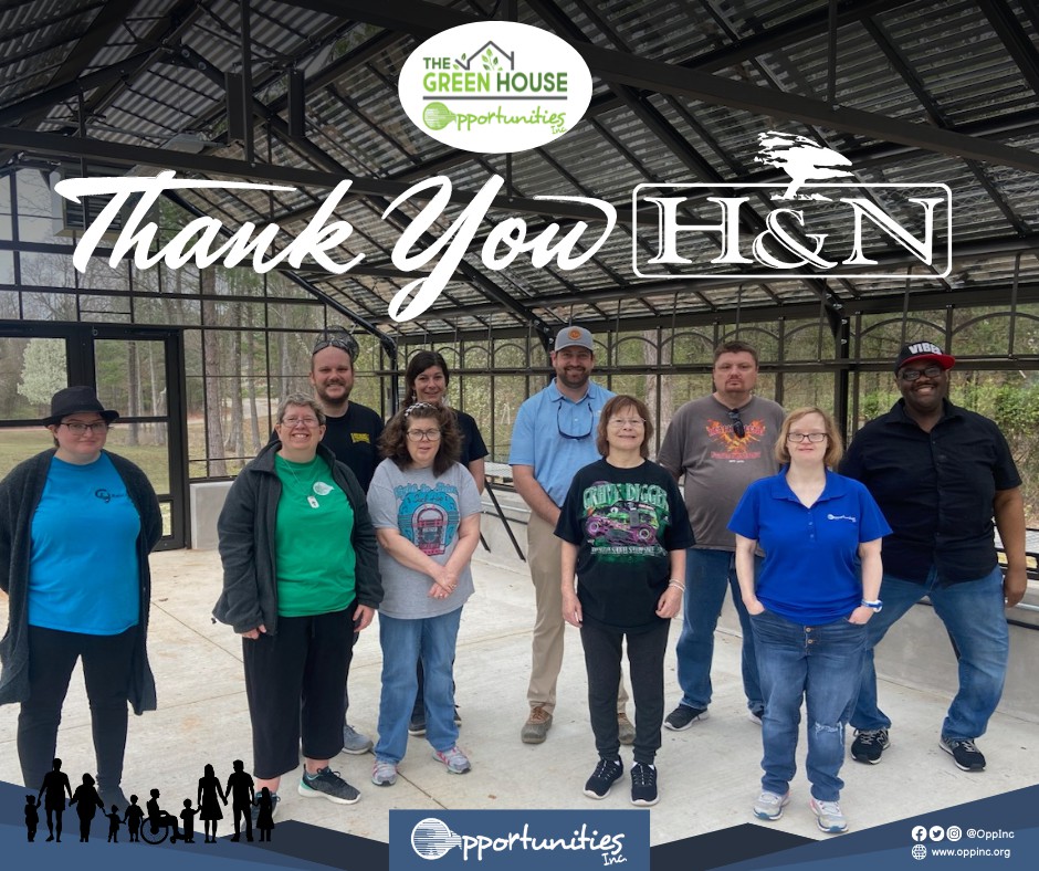 Thank you H&N Landscaping for assisting us in the beginning phases of “Growing Opportunities!”.

#OpportunitiesInc #OppInc #OppIncGreenHouse #MakingADifference #GreenHouse #HandNLandscaping #GrowingOpportunities