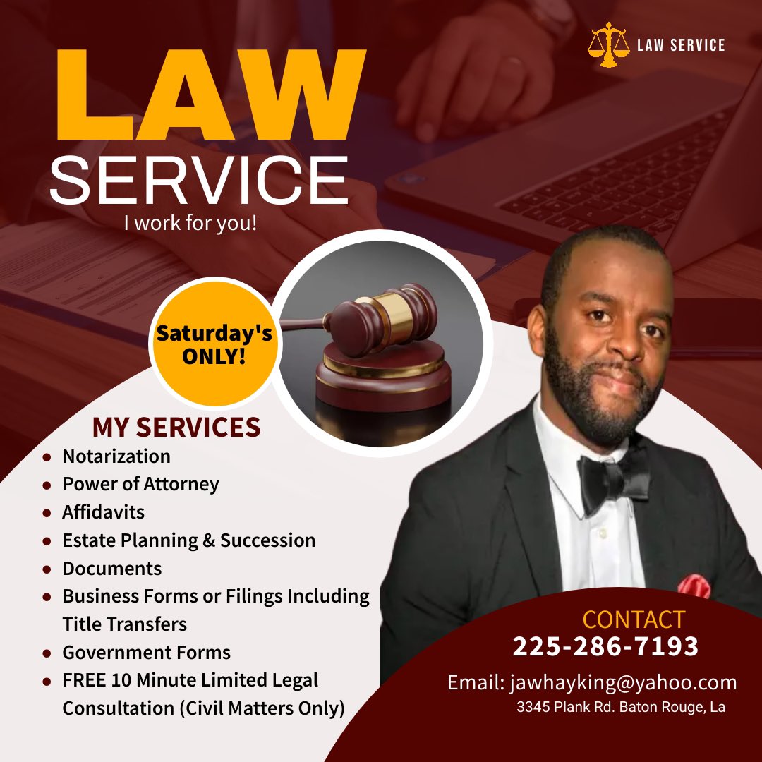 Tressy28's tweet photo. Contact @jahkesq for your legal needs. You won’t be disappointed! Details on the flyer! https://t.co/WEH6o2Yr7l
