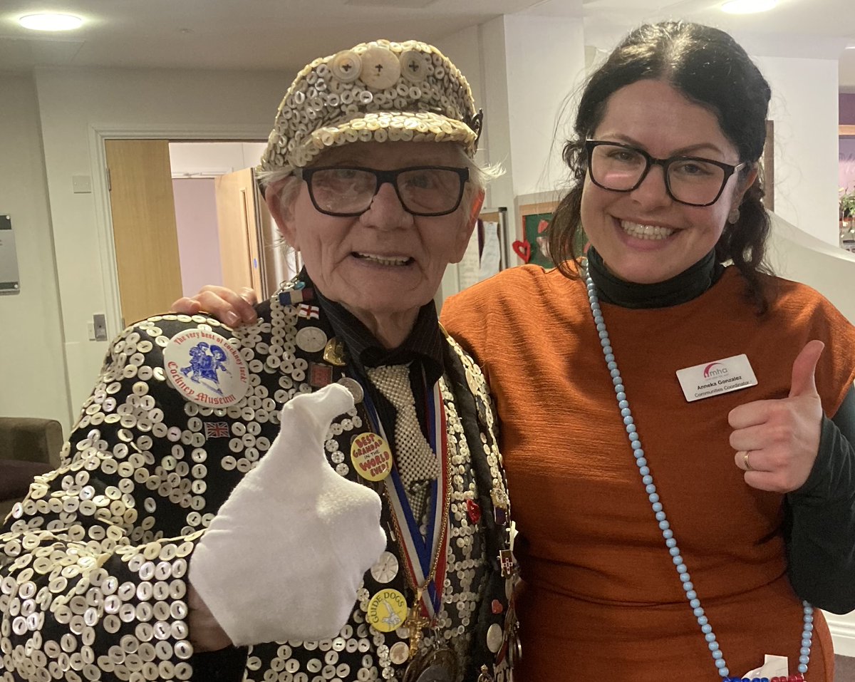 An honour to welcome George Major, "Pearly King of Peckham" to Hall Grange. An amazing man with a powerful story who made everyone smile! Wonderful #community projects at
<a href="/yourMHA/">Methodist Homes (MHA)</a> including one resident ringing the church bell and seeing the font where he was christened in 1938!
