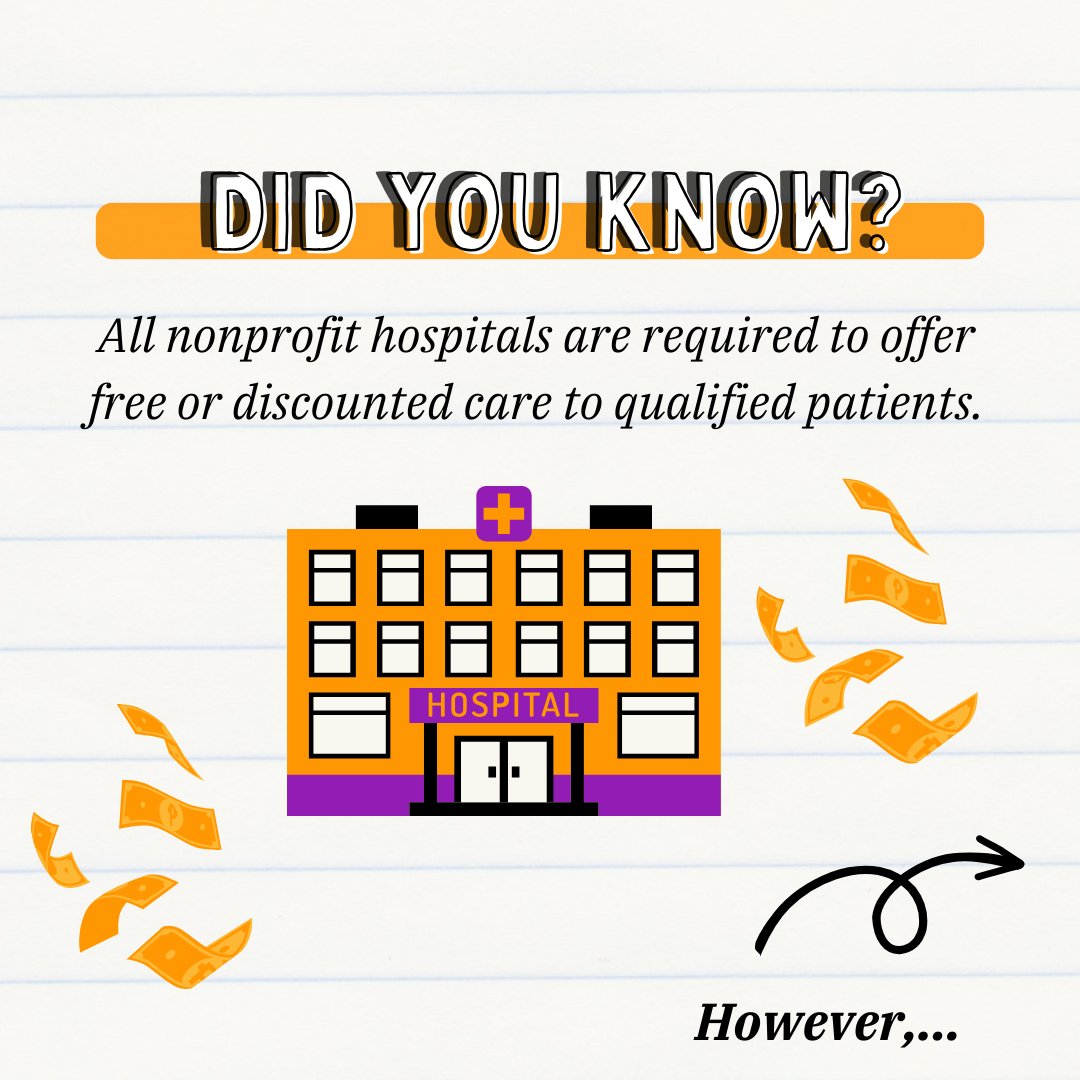 HealthEquityCT's tweet photo. 🏥 Did you know? Nonprofit hospitals are mandated to provide free or discounted health services to people who meet their criteria for financial assistance. However, 45% of them regularly send medical bills to individuals qualified for assistance. 
https://t.co/iSpcTkyhMg https://t.co/qgyrY5CjdS