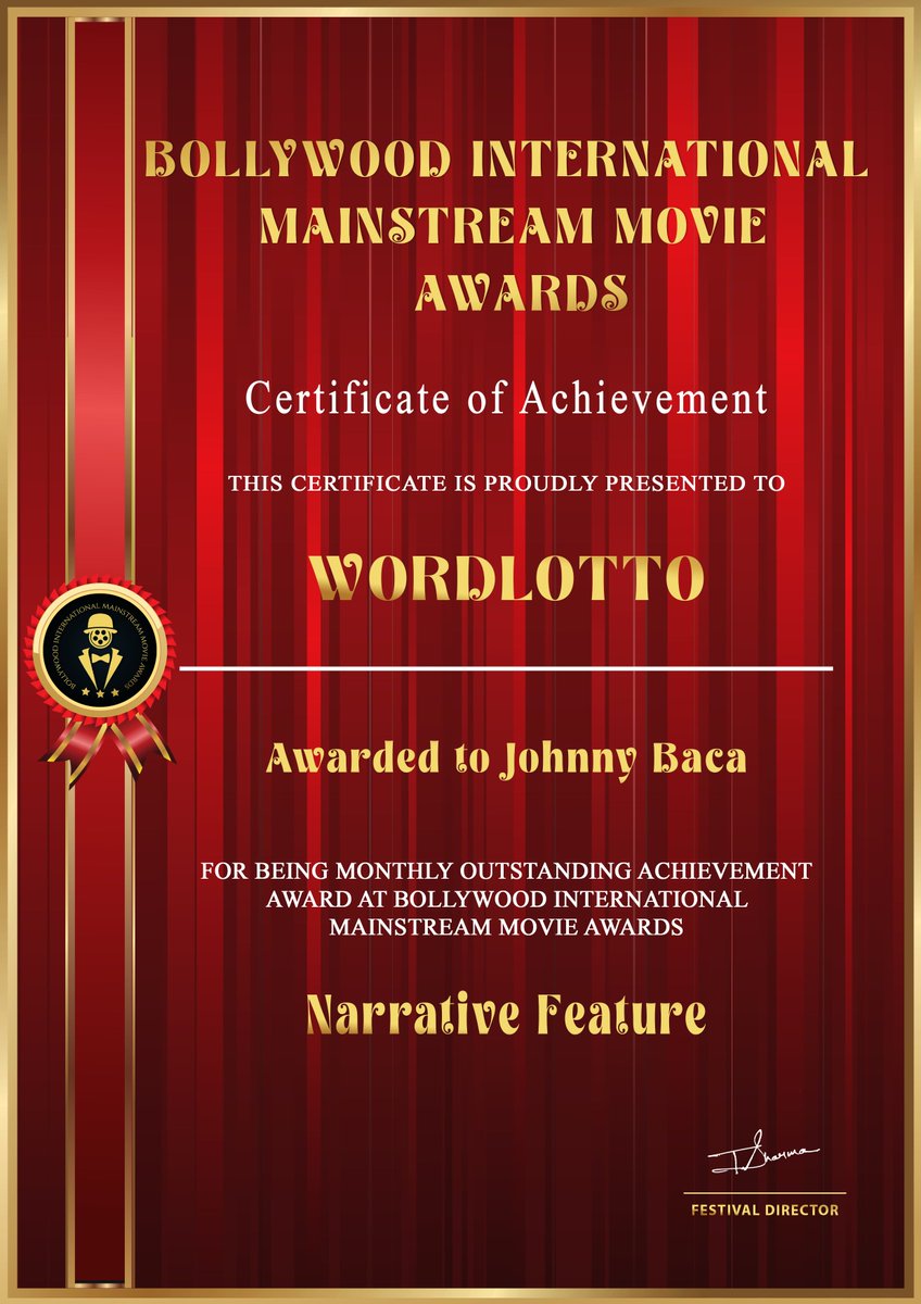 Wordlotto's tweet photo. WordLotto is big in Bollywood! Outstanding Achievement Award at the Bollywood International Mainstream Movie Awards.
#bollywood #bollywoodmovies #indiapictures #indiemovie #wordlotto #wordlottomovie https://t.co/qtl5GNTLot
