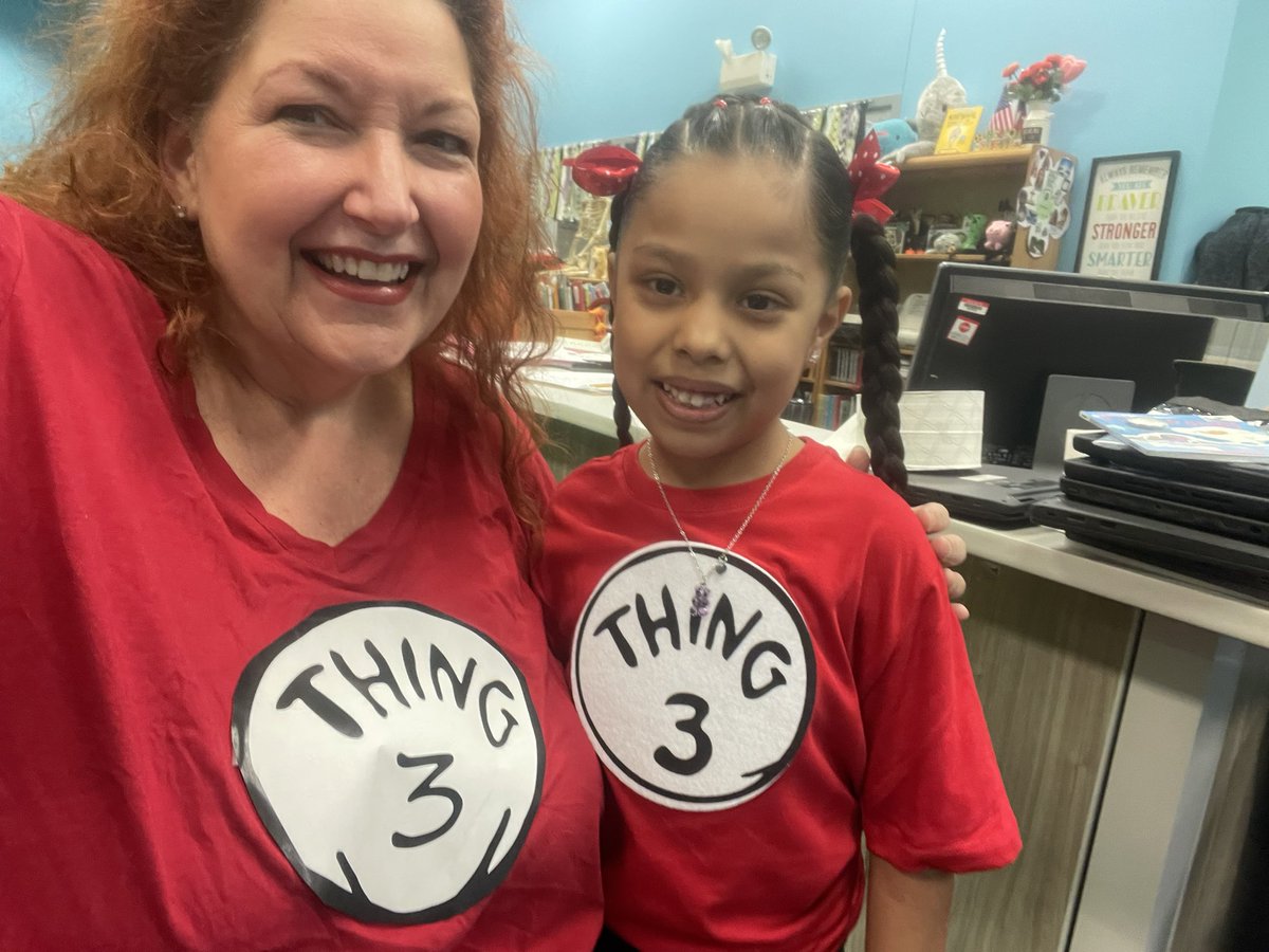 Celebrating Read Across America with my twin, Thing 3. @DISD_Libraries @DISDLibrarian @ProjectReadDISD @dallasschools @TransformDISD @THuittDISD @NorthSeagoville