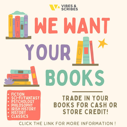 WE WANT YOUR BOOKS! Guidelines on what we buy can be found on our website here: vibesandscribes.ie/vibes-scribes-… We offer cash or store credit. #vibesandscribes #cork #secondhandbooks #wewantyourbooks #comics #manga #graphicnovels