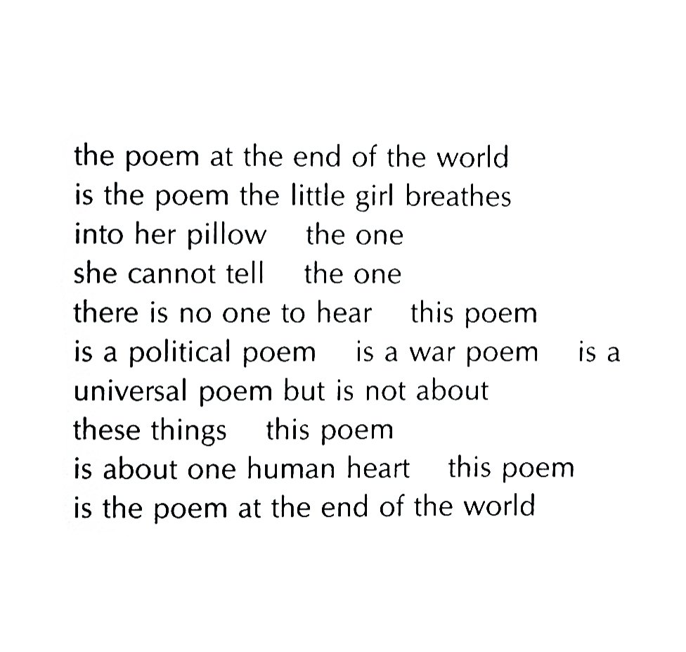 this poem / is a political poem / is a war poem —Lucille Clifton