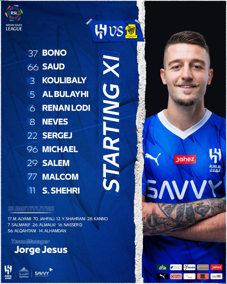 📋 Here is the squad of the Blues 🔷
#AlHilal 💙
#RoshnSaudiLeague
#AlHilal_AlIttihad ⚽️