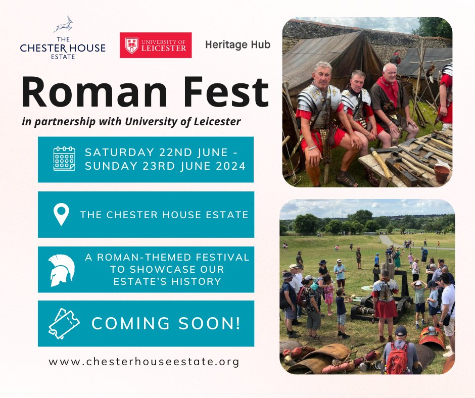 Save the date - Saturday 22nd June - Sunday 23rd June Explore our 10,000 year Roman heritage at our FREE Roman Fest event, in partnership with University of Leicester Heritage Hub. More information coming soon... 👀