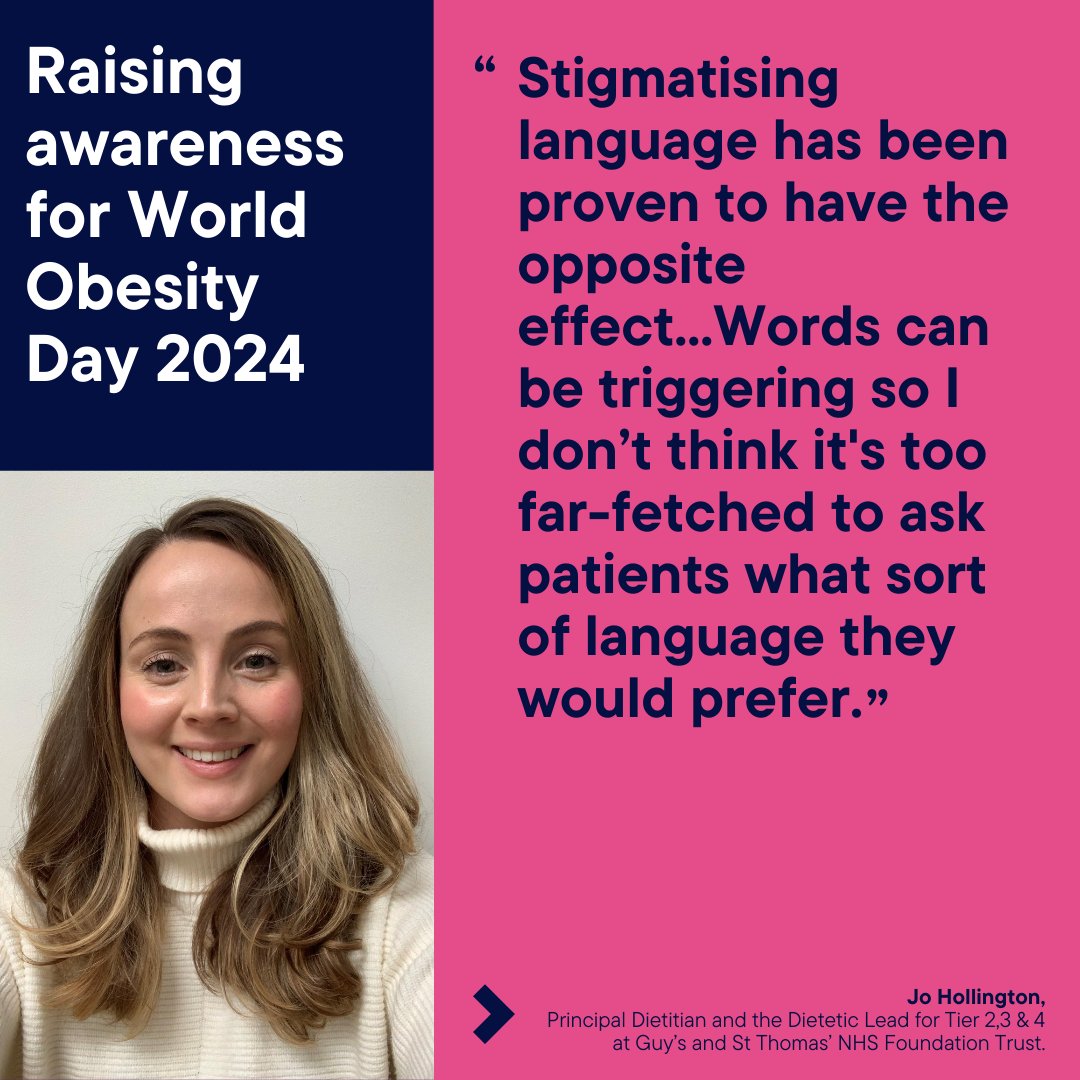 🚨 A reminder for #WorldObesityDay that how we talk about obesity matters. Jo Hollington, Principal Dietitian, told us how damaging stigmatising language is for people living with obesity. Kindness is proven to make a difference. #StigmaInObesity #EndTheStigma #HealthCare