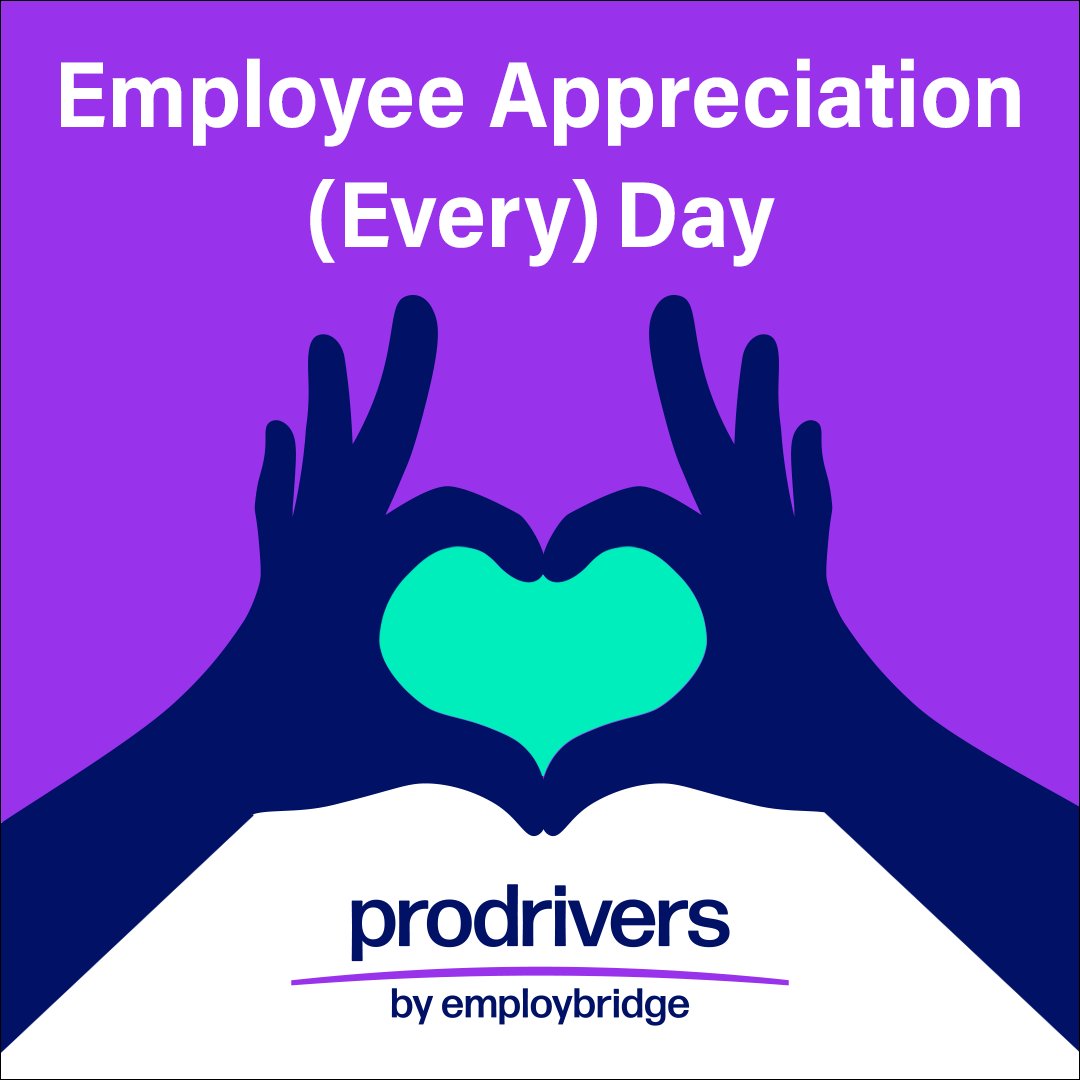 ProDrivers's tweet image. Today is Employee Appreciation Day!

Every day, the incredible Employbridge team tirelessly serves our talent, clients, communities, and each other. Thank you for your unwavering dedication and commitment to Championing People and Unlocking Potential. #employeeappreciationday