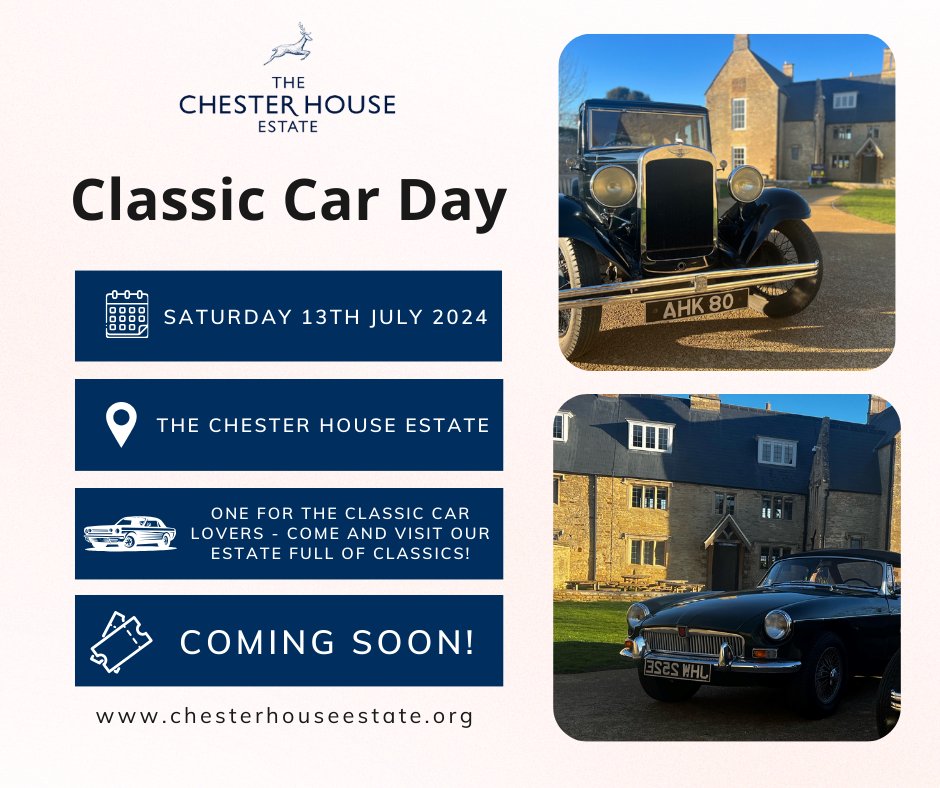 Save the date - Saturday 13th July One for the Classic Car lovers - come and visit our estate full of classics! More information coming soon... 👀