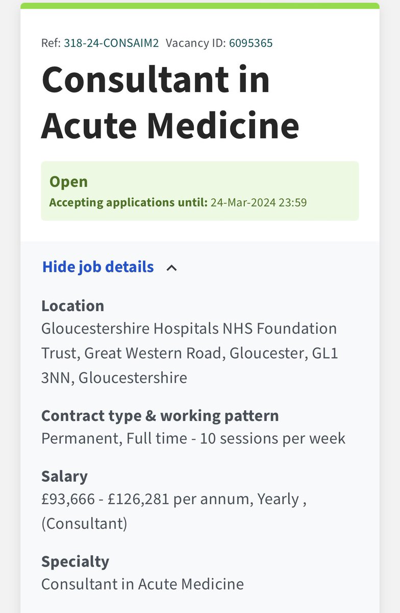 Wondered if anyone was interested in applying to help us expand in Gloucestershire by joining a dynamic team of Acute Physicians with one of the most interesting medical takes in the region? Apply through NHS jobs. I am available if you have questions. @NHSGlos @gloshospitals