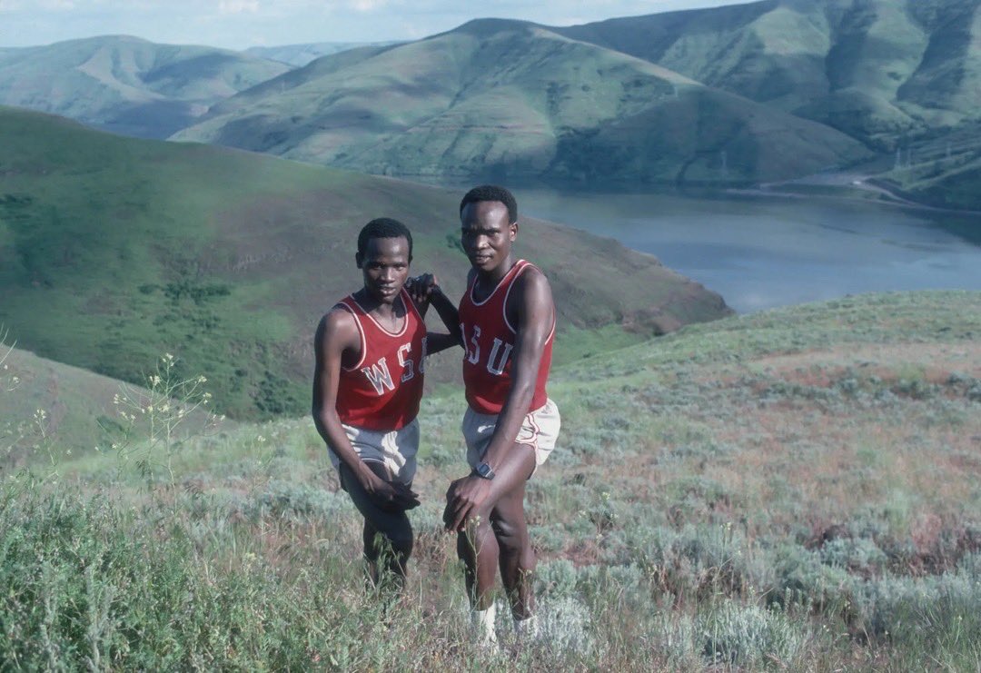 Over the hills ⠀⠀⠀⠀⠀⠀⠀⠀⠀ Kenyan long-distance runners Joel Cheruiyot and Henry Rono photographed by Tony Duff, Washington State, May 1978. ⠀⠀⠀⠀⠀⠀⠀⠀⠀ #WalesBonner #Research #BetweenCritiqueandHope