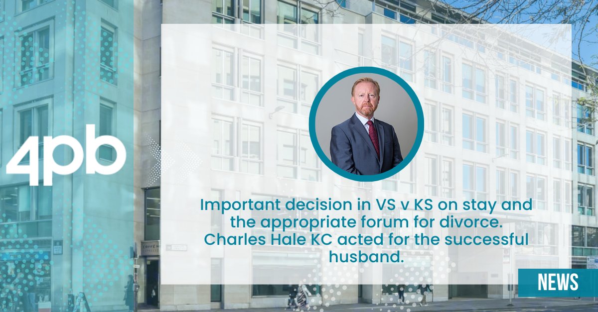 There has been an important decision on stay and the appropriate forum for divorce and financial applications, where Charles Hale KC (@twitbarrister) acted for the successful husband. 
To read the judgement, click here: caselaw.nationalarchives.gov.uk/ewhc/fam/2023/…

#FinancialRemedies #FamilyLaw
(1/2)