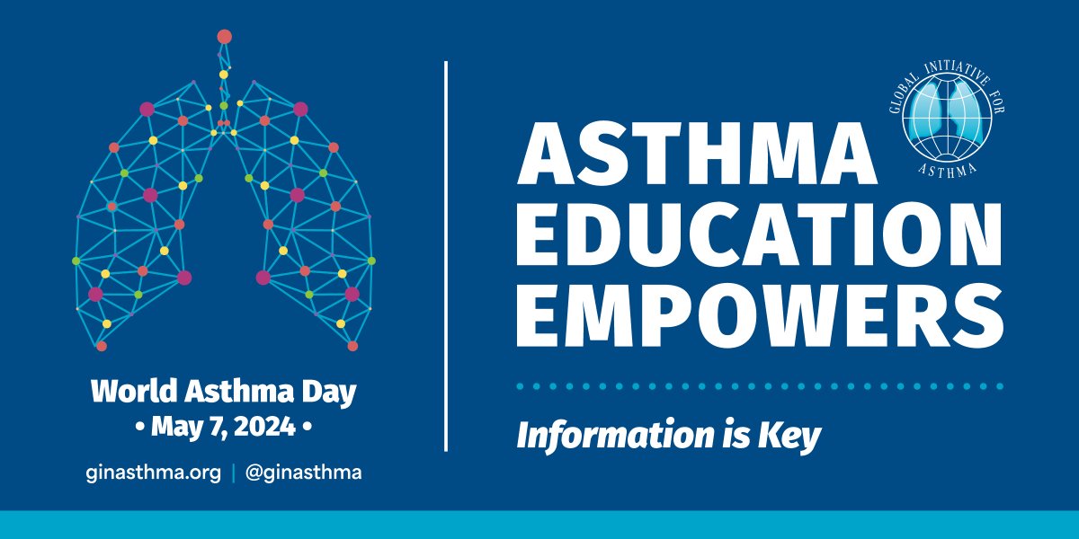 World Asthma Day - May 7, 2024 Asthma Education Empowers. GINA emphasizes the need to empower people with asthma with the appropriate education to manage their disease, and to recognize when to seek medical help. #WorldAsthmaDay #GINA Visit: ginasthma.org/world-asthma-d…